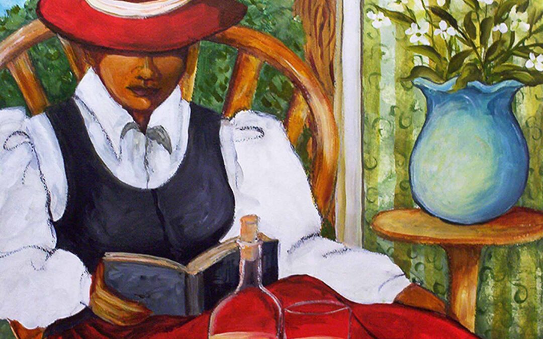 Gwendolyn McShepard Art Peahes and wine